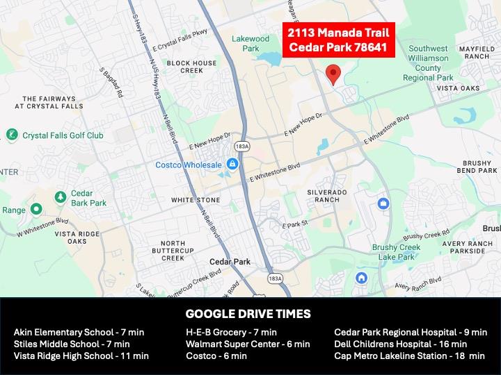 2113 Manada TRL, Cedar Park, TX 78641