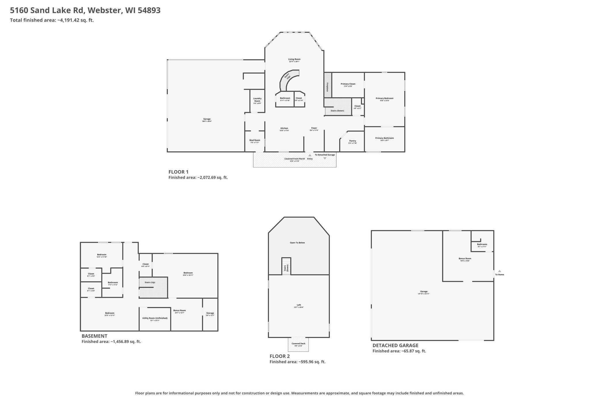 5160 Sand Lake Rd, Webster, WI 54893