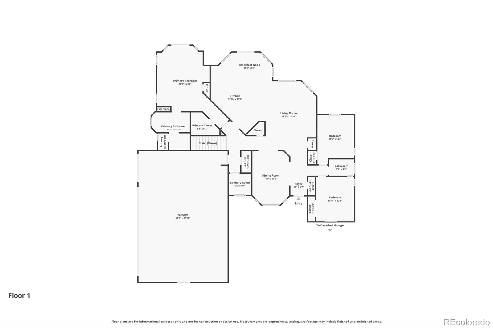 Main-level floor plan for 35880 E 149th Ct