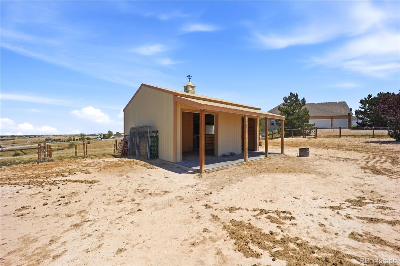 Horse shelter and paddock